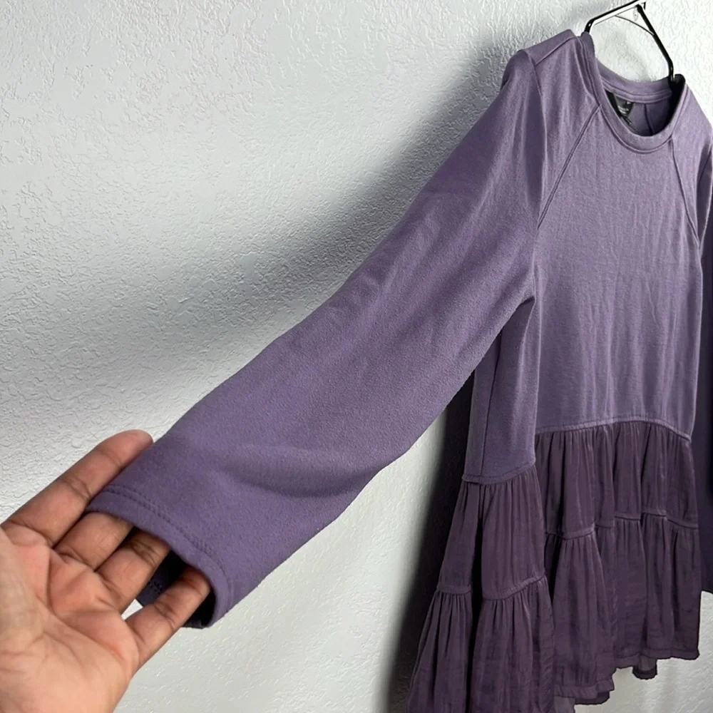 Simply‎ Vera Vera Wang Women’s Purple Peplum Blouse Casual Pullover Sz S chic - Picture 6 of 9